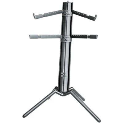 Abbildung von K&amp;M 18860 Keyboardständer Spider Pro Schwarz 4 Auflagenarme für 2 Instrumente, Säulenständer schräg, Gewindeanschluss
