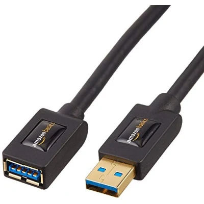 Abbildung von Amazon Basics USB Type A 3.0 Verlängerungskabel (A Stecker auf Buchse) 1 m (2 Stück), Schwarz