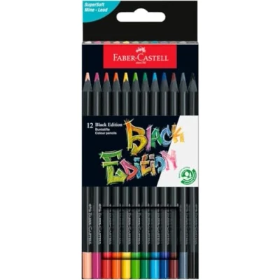 Abbildung von FABER CASTELL 116413 Buntstifte Blackwood, Black Edition, 12er Metalletui