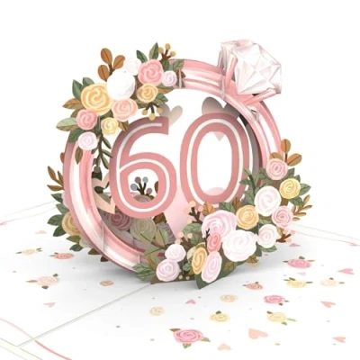 Abbildung von papercrush® Pop Up Karte Diamantene Hochzeit 3D Glückwunschkarte zur Diamanthochzeit, Geschenkkarte zum 60. Hochzeitstag (Frauen &amp; Männer), Geldgeschenkverpackung, Einladungskarte für Jubiläumsfeier
