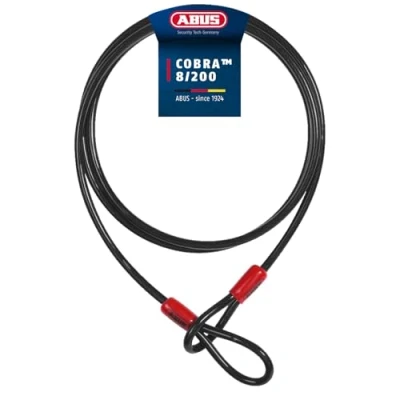 Abbildung von ABUS Schlaufenkabel Cobra 8 Stahlseil mit Kunststoff ummantelt Sicherung für Fahrrad und Motorrad Zubehör 2 Meter lang, mm stark