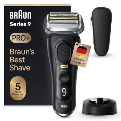 Abbildung von Braun Series 9 Pro+ Rasierer Herren Elektrisch, Elektrorasierer mit 5 Pro Rasierelementen, Langhaarschneider ProTrimmer, Ladestation, 60 Min Laufzeit, Wet &amp; Dry, Made in Germany, 9510s, schwarz
