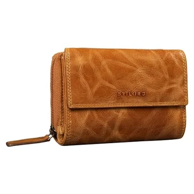 Abbildung von STILORD &#039;Thea&#039; Damen Geldbeutel Leder RFID Geldbörse Groß Vintage Portemonnaie für Frauen NFC Schutz Ledergeldbörse mit Reißverschluss in Geschenkbox Echtleder, Farbe:Perugia braun