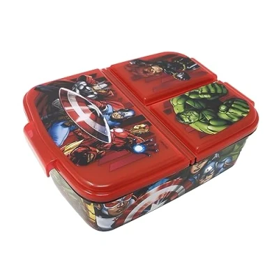 Abbildung von Theonoi Kinder Brotdose Lunchbox Sandwichbox mit Fächern Brotbox Unterteilung Kindergarten aus Kunststoff BPA frei (Avengers Heroes)