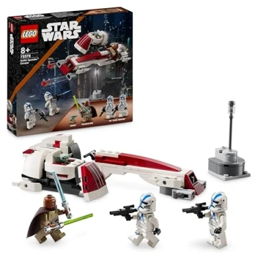 Abbildung von Lego Star Wars Flucht mit dem BARC Speeder, The Mandalorian Set, Spielzeug Bike Seitenwagen, enthält die Figuren Kelleran Beq und Grogu, Geschenk für Jungen Mädchen ab 8 Jahren 75378