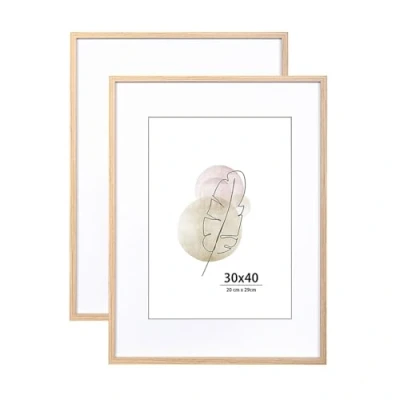 Abbildung von KAIWIN Bilderrahmen 30x40 Eichenholz Holz Fotorahmen 2er Set MDF mit Acrylglas zum aufhängen Benutzt für Wohnzimmer, Schlafzimmer, Arbeitszimmer, Fotos, Kunstwerke und Poster