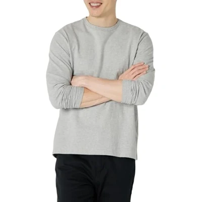Abbildung von Amazon Essentials Herren Langärmeliges T Shirt, Normale Passform, Hellgrau Meliert, L