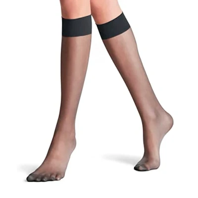 Abbildung von FALKE Damen Kniestrümpfe Seidenglatt 15 DEN W Kh transparent einfarbig 1 Paar, Grau Graphite 3146, 35 38