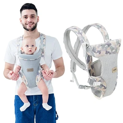 Abbildung von IULONEE Baby Tragetuch Säuglingstragetuch mit verstellbarem Halter Umarmungsgurte für Neugeborene Multifunktion Tragegurte Kleinkind Carrier Slings 3 36 Monate Grau