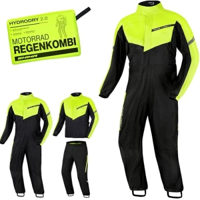 Abbildung von SHIMA HYDRODRY 2.0 Motorrad Regenbekleidung Kombi Wasserdicht Reflektierend Damen Herren Set Regenkombi Waterproof Regenschutz Atmungsaktiv Motorradkombi (Motorradanzug Unisex, Fluo, L)