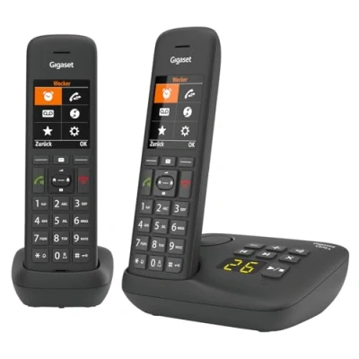 Abbildung von Gigaset C575A Duo 2 Schnurlose DECT Telefone mit Anrufbeantworter großes Farbdisplay aktueller Benutzeroberfläche Adressbuch für 200 Kontakte Jumbo Modus und Anrufschutz, schwarz
