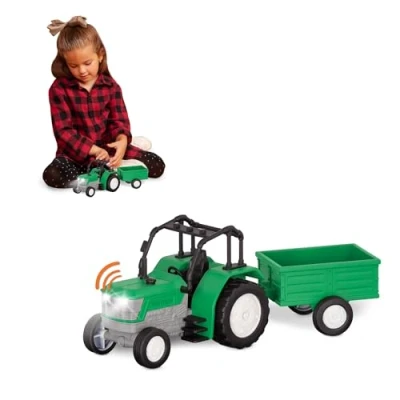 Abbildung von Driven Micro 2er Set Traktor und Anhänger 21 cm mit LED Lichtern Tönen Spielzeugauto LKW Funktionen Spielzeug ab 3 Jahren