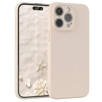 Abbildung von EAZY Case Silikonhülle für iPhone 15 Pro Max Hülle Silikon Beige weich stoßfeste Handyhülle Schutzhülle mit Kameraschutz Dünn Premium Schutz Cover TPU Phone Bumper in Taupe
