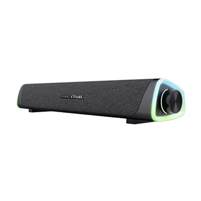 Abbildung von Trust Gaming GXT 620 Axon RGB Soundbar 12W, Stromversorgung über USB, 3.5mm AUX, PC Lautsprecher mit LED Beleuchtung für Desktop Computer, Laptop, Smartphone, Tablet, TV Schwarz