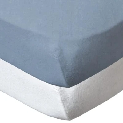 Abbildung von BabyCalin 2er Set Spannbettlaken Weiß/Himmelblau, 70x140 cm (2er Pack)