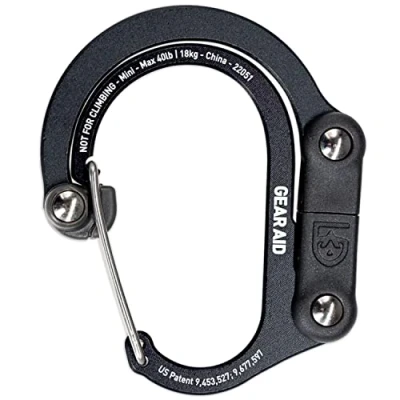 Abbildung von GEAR AID HEROCLIP Karabinerclip und Haken (Mini) für Reisen, Gepäck kleine Taschen, Schwarz