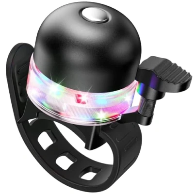 Abbildung von GlasFlength LED Fahrradklingel, 100 db Fahrradklingel Laut Aluminiumlegierung Rennrad Klingel MTB für Kinder und Erwachsenenfahrräder Elektrofahrräder Mountainbikes (Schwarz)