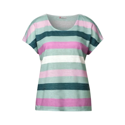 Abbildung von Street One Damen A322702 Gestreiftes T Shirt, Soft Jade Green, 36