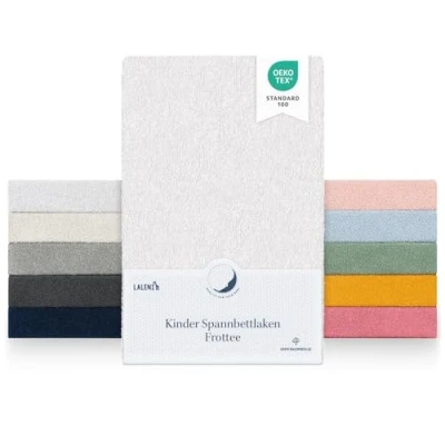 Abbildung von Laleni 2er Set Frottee Spannbettlaken 60x120 70x140cm Oeko TEX Zertifiziertes Bettlaken, Faltenfreie Spannbetttücher für Kinderbett, Babybett und Moses Körbchen, Weiß