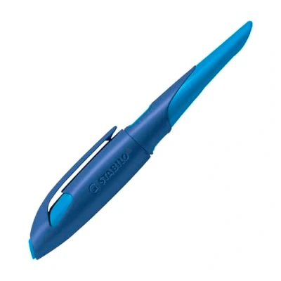 Abbildung von STABILO Ergonomischer Schulfüller für Rechtshänder mit Anfänger Feder A EASYbirdy in mitternachtsblau/azur inkl. Patrone blau (löschbar)