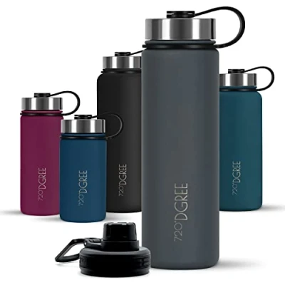 Abbildung von 720DGREE Edelstahl Trinkflasche 950ml “noLimit Auslaufsicher, Kohlensäure geeignet, BPA Frei Thermosflasche, Isolierflasche mit Schraubverschluss für Sport, Fitness, Outdoor +Gratis Sportdeckel