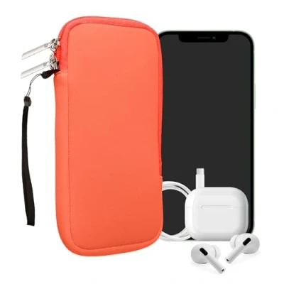 Abbildung von kwmobile Handytasche für Smartphones XXL 7&quot; Neopren Handy Hülle Neon Koralle Tasche 17,7 x 8,5 cm Innenmaße