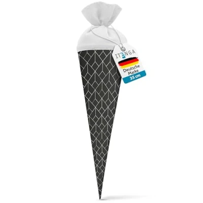 Abbildung von itenga Geschwisterschultüte 35cm Geschenkverpackung Schultüte Zuckertüte klein für Erwachsene Kinder Party (Abstrakt schwarz weiß)