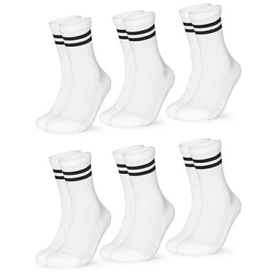 Abbildung von Occulto Damen Retro Tennis Socken 6er Pack (Modell: Serena), Sport Schwarz Weiß 35 38