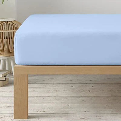 Abbildung von Degrees Home Kollektion Spannbettlaken 90 x 190 33 verstellbar gebürstete Polyester HIMMELBLAU