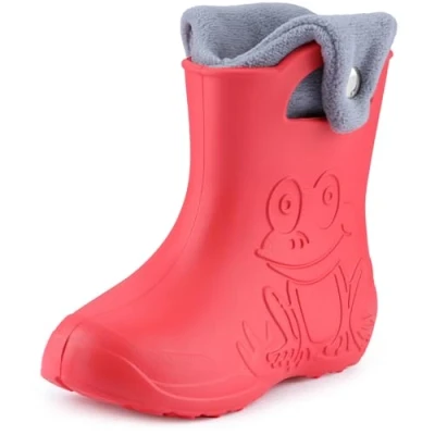 Abbildung von Ladeheid Eva Kinder Jungen Mädchen Gummistiefel Regenschuhe gefüttert Regenstiefel Gummischuhe LA CA 04 (Koralle/Grau, 28/29 EU)
