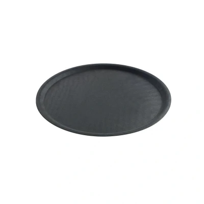 Abbildung von HENDI Serviertablett rund Glasfaser 46 cm polyester antirutschbeschichtung spülmaschinengeeignet stapelbar schwarz, Servierplatte