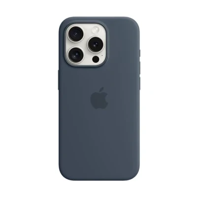 Abbildung von Apple MagSafe Silikon Back Cover Blau iPhone 15 Pro