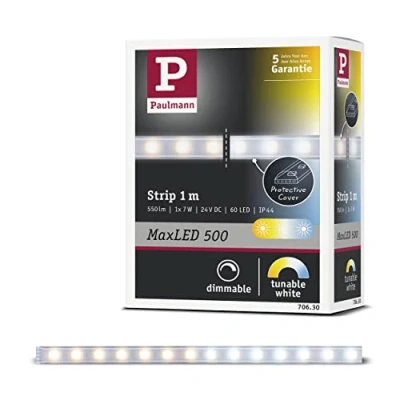 Abbildung von Paulmann 70630 LED Stripe MaxLED 500 Tunable White 1m beschichtet 1 m Lichtstreifen 7W Lichtband mit Weißlichtsteuerung Band