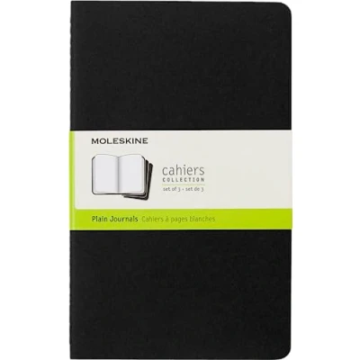 Abbildung von Moleskine Cahier Journal (3er Set Notizbücher mit blanko Seiten, Kartoneinband und Baumwollstickerei, Large 13 x 21 cm, 80 Seiten), schwarz