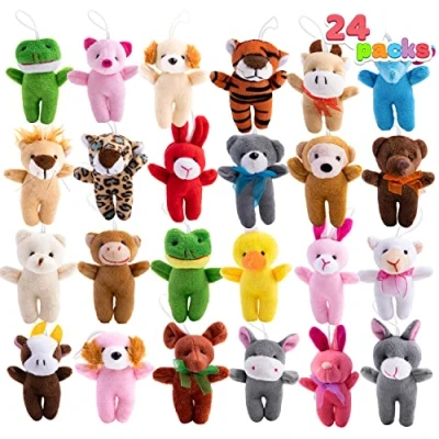 Abbildung von JOYIN 24 Pcs Mini Plüschtiere, 3&quot;/7,6cm Kleine Stofftiere für Kindergeburtstag Gastgeschenke, Pinata Füllung, Geschenke Kinder, Tombola Preise Mitgebsel ab 3+ Jahre