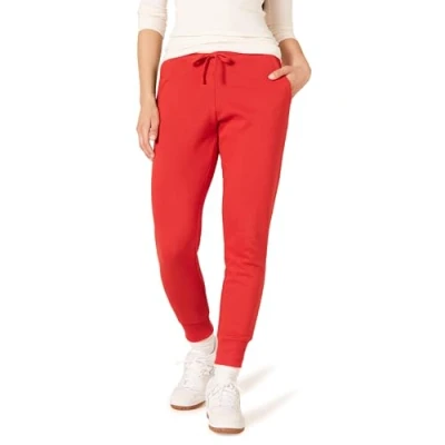 Abbildung von Amazon Essentials Damen Fleece Jogginghose Mit Bündchen (In Übergrößen Erhältlich), Rot, L