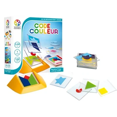 Abbildung von SmartGames SG 090 FR Farbcode Denkspiel Reproduzieren Sie das Bild Schicht Heft mit 100 Herausforderungen 9 Farben 1 Spieler ab 5 Jahren, Mehrfarbig, L