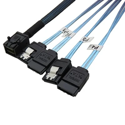Abbildung von CableDeconn interne HD Mini SAS (SFF 8643 Host) zu 4 x SATA (Target) Festplatte Kabel (0.5M)