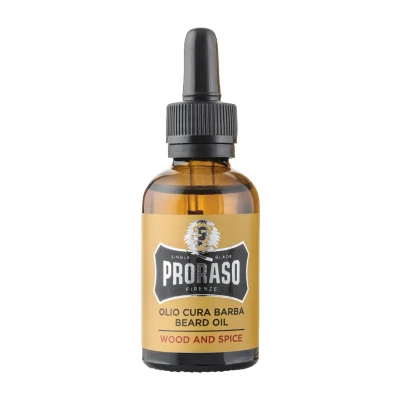 Abbildung von Proraso Beard Oil, Wood &amp; Spice, 30 ml, Bartöl mit Zedernholz Zitrus Duft, Bart Weichmacher pflegt Haut Haar und schützt das Barthaar, Made in Italy