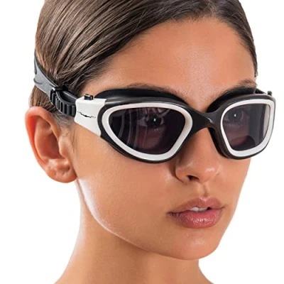 Abbildung von AqtivAqua Polarisiert Schwimmbrille Herren Damen Schwimmbrillen Erwachsene Kinder DX P (Weiß, Polarisiert)