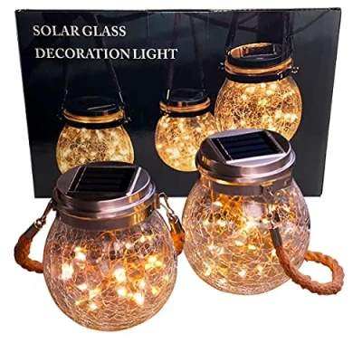 Abbildung von 2x LED Solarglas Solar Einwegglas 30 LEDs 11,5x14,5cm warmweiß inkl. Akku 2 Gläser im Set Gartenlampe Solarlampe Laterne