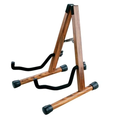 Abbildung von HilerPunk Gitarrenständer,Akustikgitarrenständer aus Holz, E Gitarrenständer Zebraholz,Celloständer,klassischer Bass Banjo Gitarrenständer,zusammenklappbarer A Frame