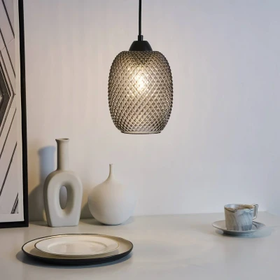 Abbildung von Pauleen 48188 Gleaming Glamour Pendelleuchte max. 20 Watt Rauchglas, Schwarz Glas, Metall E27