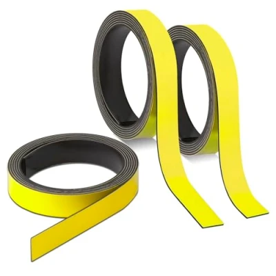 Abbildung von 3x Magnet Streifen Gelb I ca. 1 cm x m Magnetband zum markieren einteilen auf Whiteboards Lager Regale Kalender Etiketten mag_239