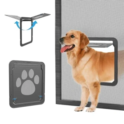Abbildung von NAMSAN Haustierklappe Hundeklappe Katzenklapp für Fliegengitter mit Magnet Geschlossen