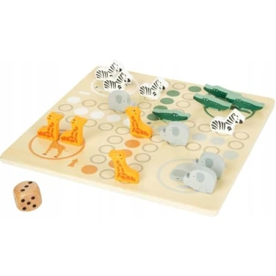 Abbildung von small foot Ludo &quot;Safari&quot; aus Holz, Gesellschaftsspiel für die ganze Familie, mit großem Würfel, ab 4 Jahren, 11697