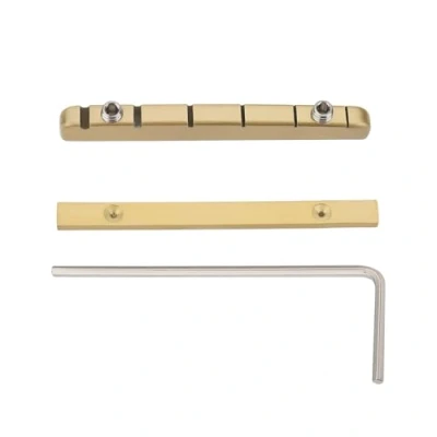 Abbildung von YINETTECH Stegmutter für E Gitarre, Messing, 42 mm, höhenverstellbar, Gitarren mit 6 Saiten, geeignet ST TL Stil Gitarre