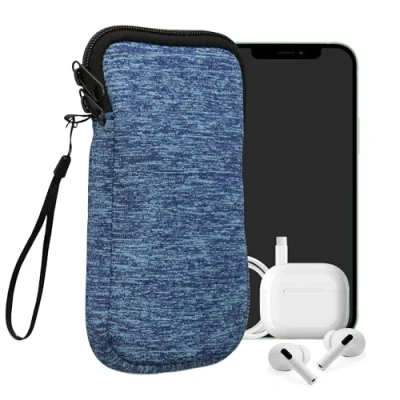 Abbildung von kwmobile Handytasche für Smartphones XXL 7&quot; Neopren Handy Hülle Meerblau Hellblau Tasche 17,7 x 8,5 cm Innenmaße