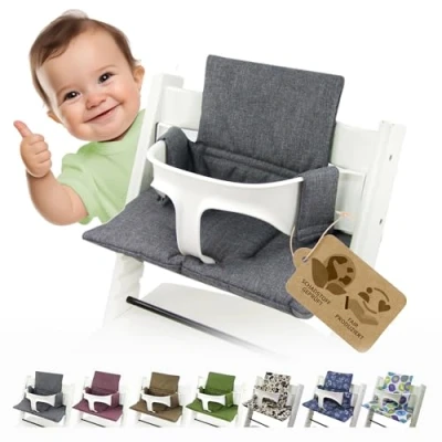 Abbildung von BAMBINIWELT Sitzkissen Auflage Bezug Ersatzkissen Kissen kompatibel mit Stokke Tripp Trapp Hochstuhl (org. dunkelgrau)