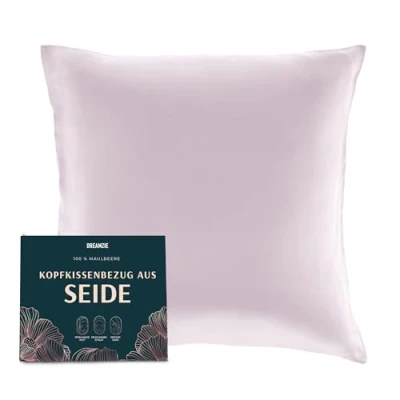 Abbildung von DREAMZIE Seidenkissenbezug 60x60 cm für Haar und Haut, Kissenbezüge Seide 19 Momme (Flieder, 1 Stück)